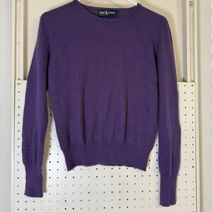 Ralph Lauren Sweater Women's Small Purple 100% Cashmere Knit Long Sleeve Classic